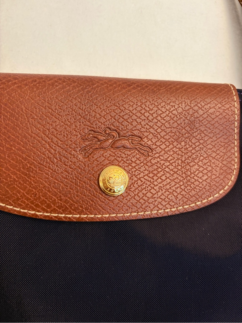 Longchamp Bilberry Nylon Tote with Brown Leather Trim - Picture 2 of 5